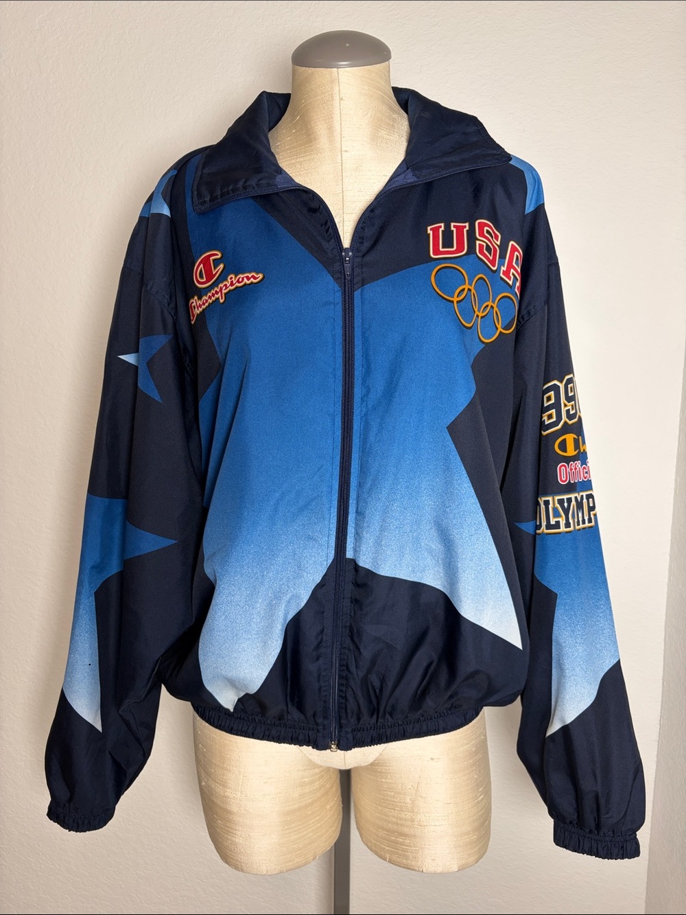 Vintage USA Olympic Team Track Jacket Men's XL Champion 1996 Atlanta Windbreaker
